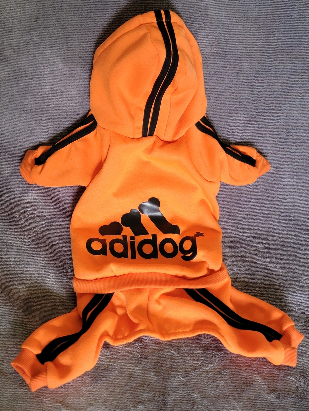 Orange 'adidog' Hooded Dog Tracksuit 100% Cotton 10-17lb Dog Range